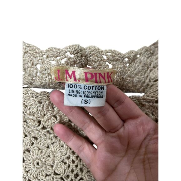 J.M. Pink Tan Crochet Toe Waist Top Blouse‎ Size S - Picture 6 of 7